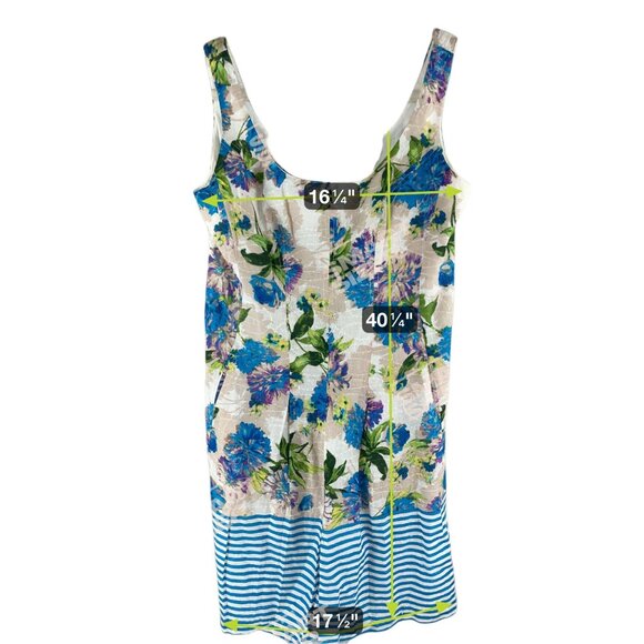 Nine West Womens Floral Striped Sundress Sz 6 Blue Tan Sleeveless Casual Summer - Picture 6 of 13